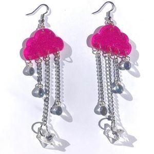 Pink Acrylic Resin Cloud earrings